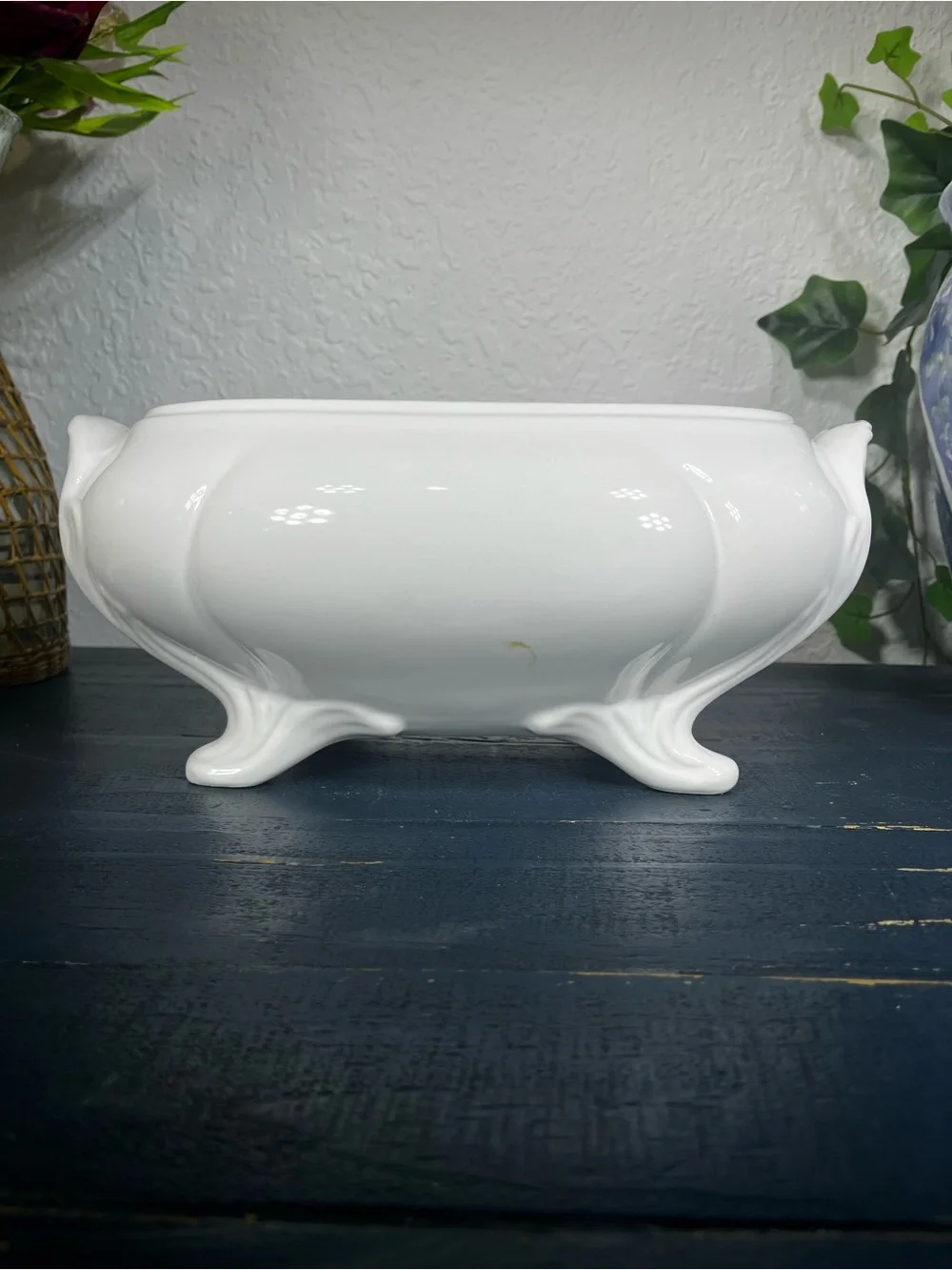 Classic White Porcelain Covered Soup Tureen with Ladle Loucartes, Portugal